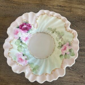 Vintage Silesian Floral Scalloped Porcelain Trinket Dish